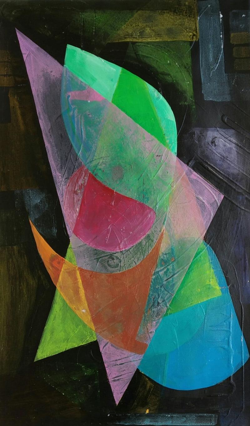 Religious acrylic painting titled 'Shiva Series 7', 21x12 inches, by artist Narendra Jatav on Paper