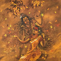 Religious acrylic painting titled 'Shivasakti', 20x20 inches, by artist Lisha N T on Canvas