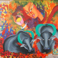 Figurative acrylic painting titled 'Shivohum 5', 36x48 inches, by artist Deepali Mundra on Canvas