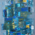 Shower In The City' abstract acrylic painting by artist Sharad Tarde, 44x44 inch, on canvas