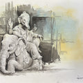 Shree Ganesh' religious watercolor painting by artist Nilesh Gavale, 9x13 inch, on paper