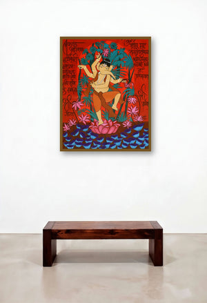 Shree Ganesha (Ganesha's Dance of Bliss) by artist Chetan Katigar displayed in a Japandi Family Room
