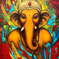 Shree Mangal Murti (Ganesha)' religious acrylic painting by artist Shankar Devarukhe, 48x36 inch, on canvas