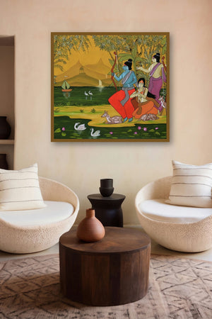 Shree Ram Sita Laxman (The Eternal Exile) by artist Chetan Katigar displayed in a Boutique gallery