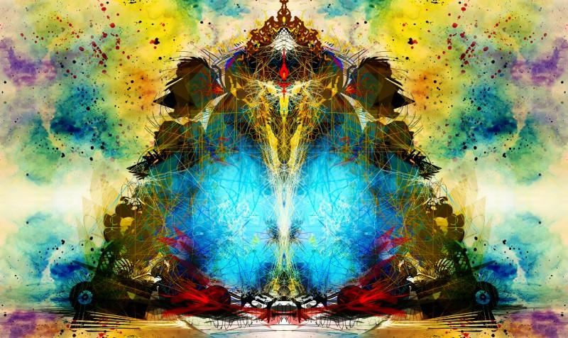 Religious Digital Painting digital art titled 'Shri Ganesha Abstract 02', 15x24 inches, by artist Pradip Shinde on canvas