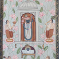 Religious pichwai traditional art titled 'Shrinathj 5', 14x10 inches, by artist Pichwai Art on Cloth