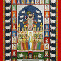 Religious pichwai traditional art titled 'Shrinathji 24 Shringar', 72x48 inches, by artist Unknown on Cloth
