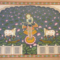 Religious pichwai traditional art titled 'Shrinathji 6', 36x48 inches, by artist Pichwai Art on Cloth