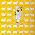 Religious pichwai traditional art titled 'Shrinathji With Cow', 48x36 inches, by artist Pichwai Art on Cloth