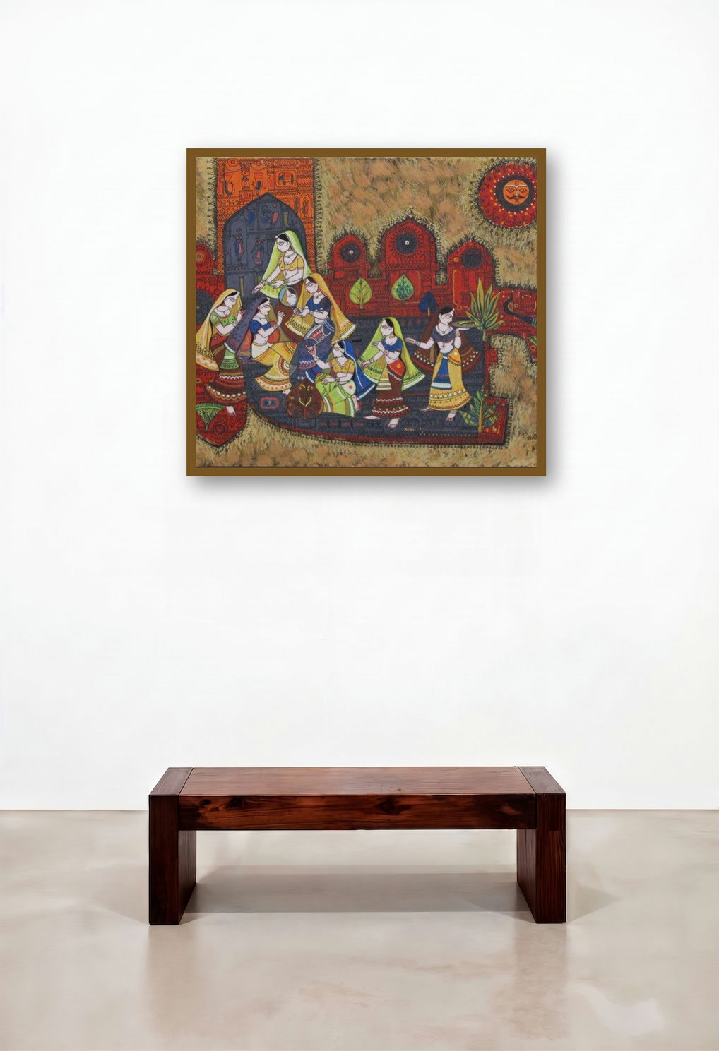 Shringaar 1 (Festive Adornment: Shringaar I) by artist Satish Chavhan displayed in a Contemporary Luxury Home Office