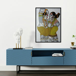 'Shringar 1 (Modern Connection)' painting by Bhawandla Narahari shown on a wall in a furnished room.