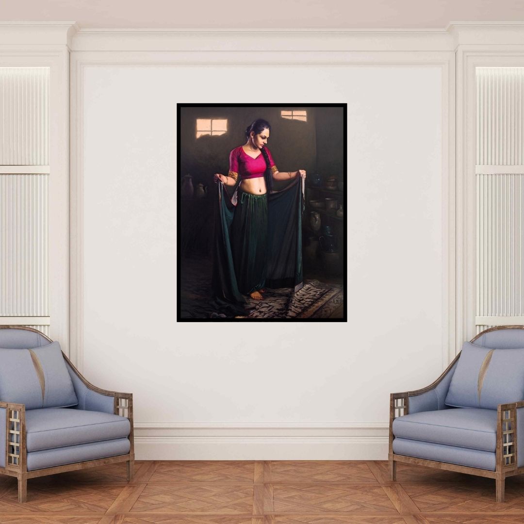 In-situ view of Mahesh Soundatte's 'Shringar 3' painting in a room