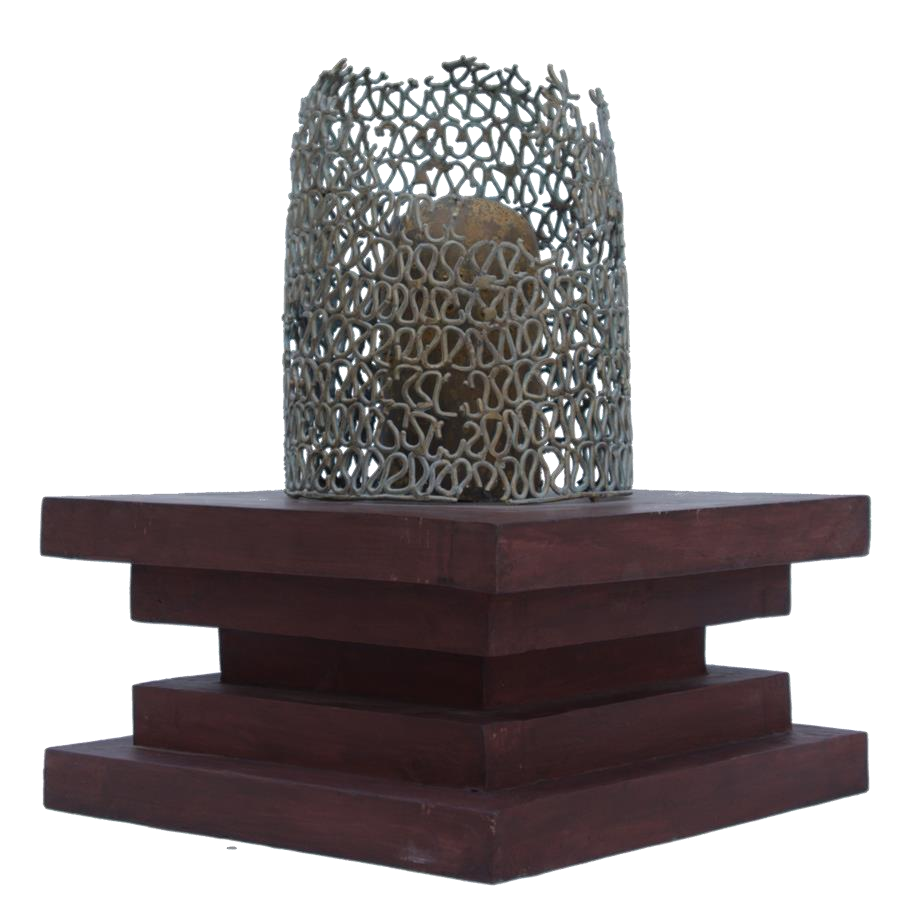 Shunyaroop 1' contemporary Bronze, Wood sculpture by artist Rajeev Ranjan, 16x11 inch, on bronze, wood