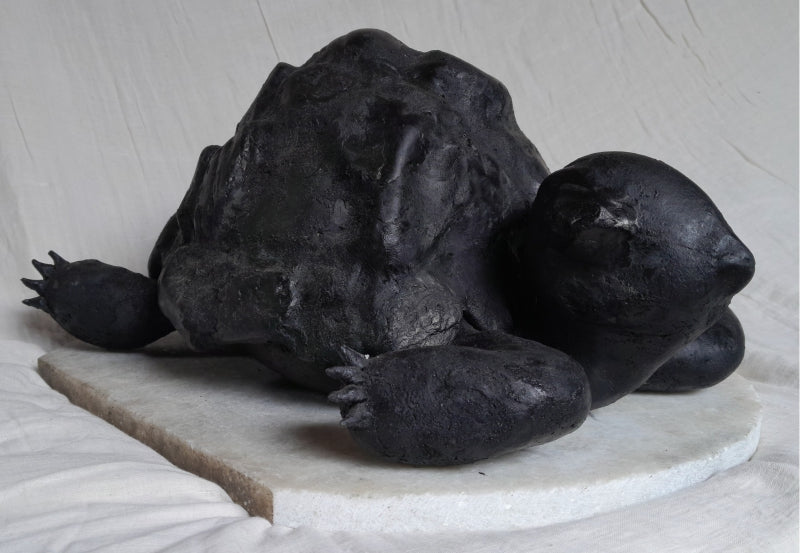 Shy' animals Stone sculpture by artist Shibu Sengupta, 11x14 inch, on stone