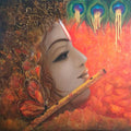 Religious acrylic painting titled 'Shyama', 30x30 inches, by artist Rakhi Baid on Canvas