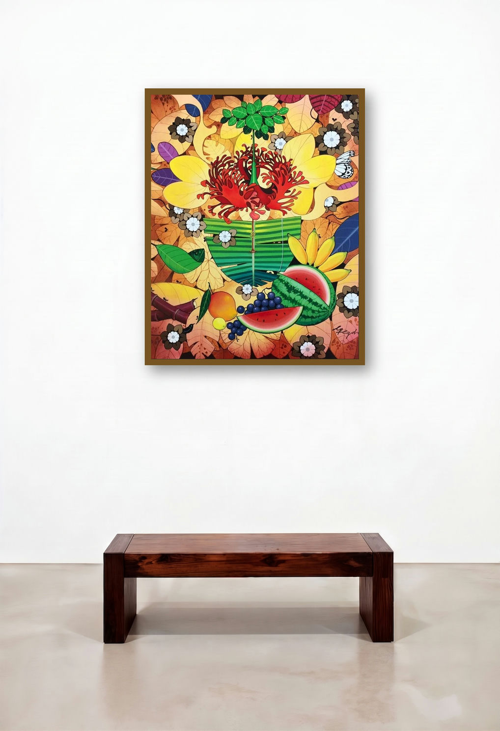 Siddhi From Gods In Nature Series (Nature's Bounty) (Tropical Bounty) by artist Ganapati Hegde displayed in a Eclectic Penthouse