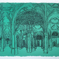 Religious serigraphs painting titled 'Sidi Saiyyed Mosque', 15x22 inches, by artist Vrindavan Solanki on Paper