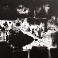 The Silence Between Shadows' abstract acrylic-ink painting by artist Hemant Dhane, 22x28 inch, on italian mount paper