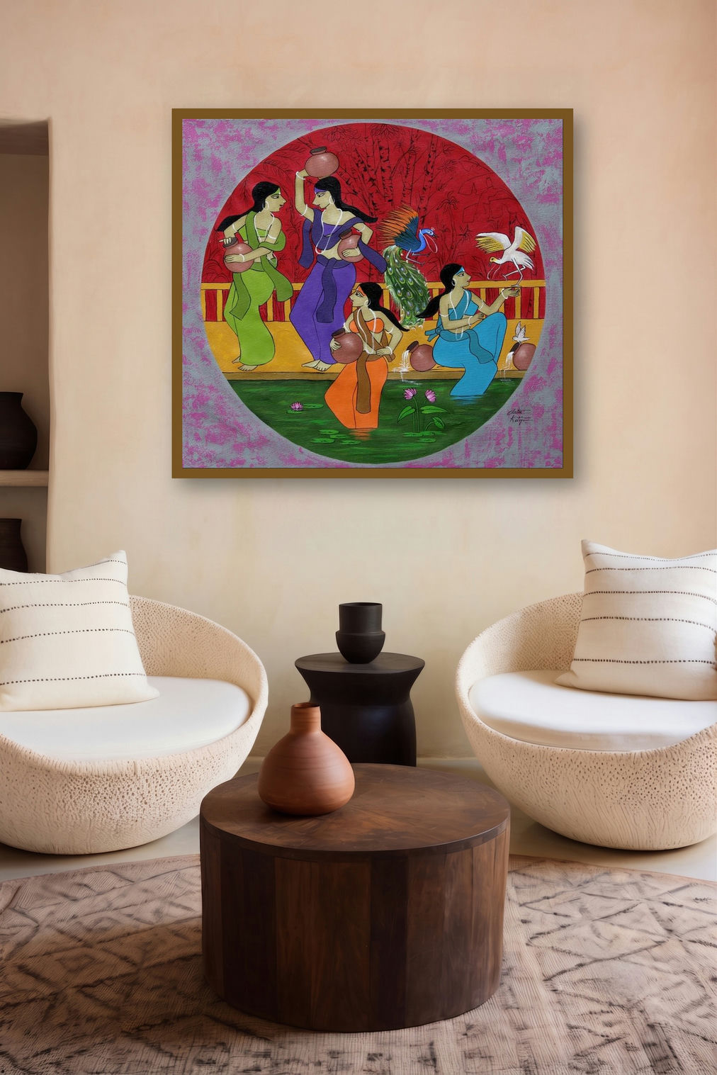 Silence Talk (Water Maidens) by artist Chetan Katigar displayed in a Modern gallery