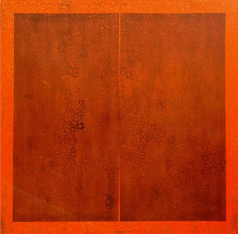 The Silence Within' contemporary mixed-media painting by artist Pradeep Ahirwar, 48x48 inch, on canvas