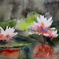 Silent Bloom' nature watercolor painting by artist Soven Roy, 14x20 inch, on paper