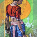 Silent Bloom' figurative acrylic painting by artist Ramchandra S Kharatmal, 54x24 inch, on canvas