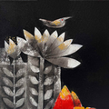 Silent Bloom Of Tradition' contemporary acrylic painting by artist Ashish Bodade, 18x18 inch, on canvas