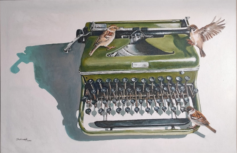 Silent Letters' still-life acrylic painting by artist Srinivasa Ram Makineedi, 24x36 inch, on canvas