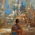 The Silent Path' religious mixed-media painting by artist Anil Kumar, 45x32 inch, on canvas