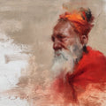 The Silent Sage' religious oil painting by artist Surabhi Gulwelkar, 9x12 inch, on linen