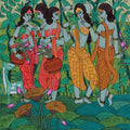 Silent Story' figurative acrylic painting by artist Chetan Katigar, 37x32 inch, on canvas