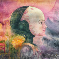 Silent Transformation' contemporary watercolor painting by artist Jasbinder Singh, 30x42 inch, on fabriano paper