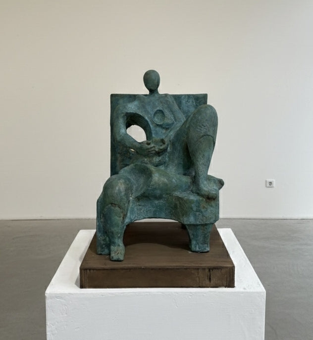 'Silent Treatment' figurative Bronze sculpture by artist Sahil Mehra, 18x18 inch, on bronze