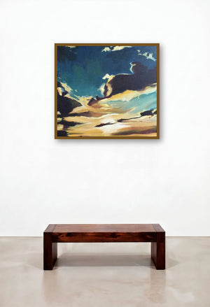 Silver Lining (Dramatic Clouds) by artist Shagufta Mehdi displayed in a Mid-Century Modern Foyer