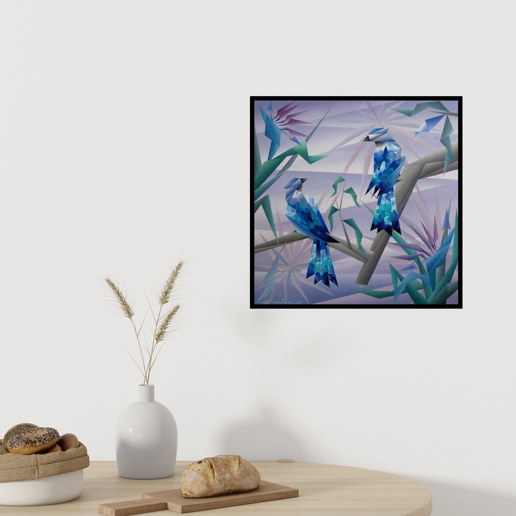 Preview of 'Similarity 2' Painting by Nirakar Chowdhury shown on a wall in a furnished room.