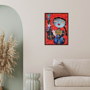 In-situ view of G Subramanian's 'The Singer (Rhapsody in Blue)' painting in a room