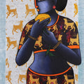 Sita With Golden Deer' figurative acrylic-charcoal painting by artist Pratiksha Bothe, 36x24 inch, on canvas