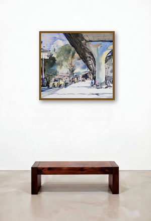 Sitaburdi Overbridge (Urban Transit) by artist Ghanshyam Dongarwar displayed in a Industrial Lounge