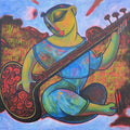 Figurative acrylic painting titled 'Sitar Vadan 5', 24x24 inches, by artist Ramesh Gujar on Canvas