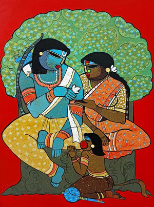 Religious acrylic painting titled 'Siyaram 1', 24x18 inches, by artist Priyanka Chivte on Canvas