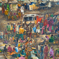 Slum 1' figurative watercolor painting by artist Krishnapada Maity, 44x30 inch, on paper