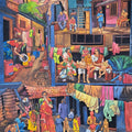 'Slum 1' figurative watercolor painting by artist Krishnapada Maity, 30x22 inch, on paper