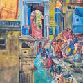 'Slum 3' figurative watercolor painting by artist Krishnapada Maity, 30x22 inch, on paper