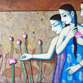 Figurative acrylic painting titled 'Smilie', 30x50 inches, by artist Pravin Utge on Canvas
