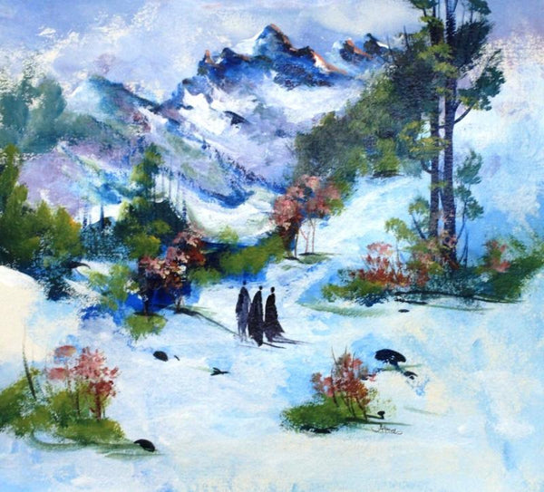 Snowy Affair Painting by Ayaan Group | ArtZolo.com