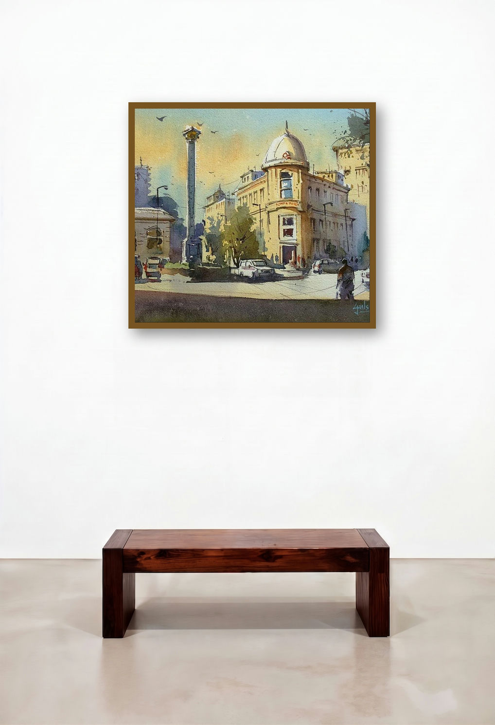 Soak In The Afternoon (Afternoon City) by artist Gulshan Achari displayed in a Transitional Hotel Suite