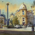 Cityscape watercolor painting titled 'Soak In The Afternoon', 14x10 inches, by artist Gulshan Achari on Paper