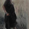 Soft Echoes' figurative watercolor painting by artist Dilip Dudhane, 15x12 inch, on paper