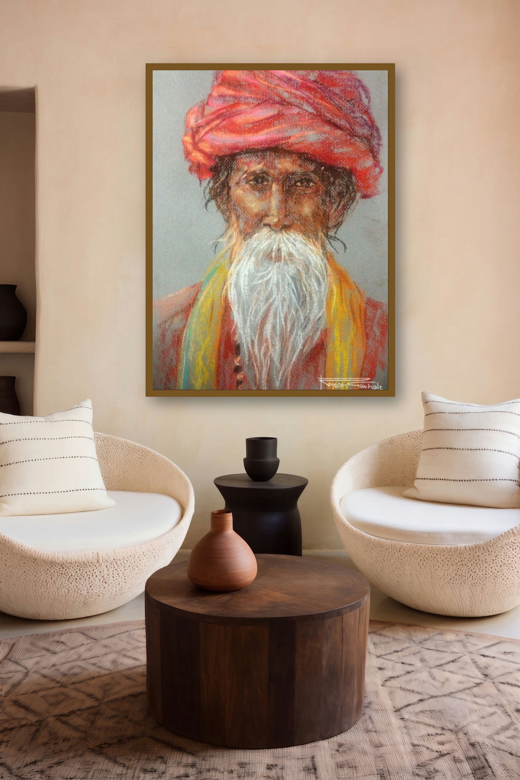 Soft Pastle Potrait by artist Rajesh Gawhale displayed in a Designer gallery