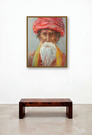 Soft Pastle Potrait by artist Rajesh Gawhale displayed in a Urban Loft Dining Room